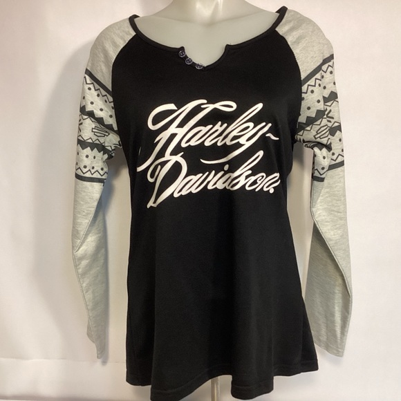 Misslook Harley-Davidson long sleeve graphic Tee  Womens size medium - Picture 1 of 8